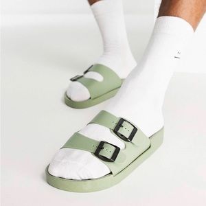 London Rebel X jelly buckle slides in khaki